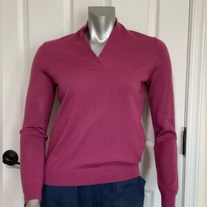 Brooks Brothers Women’s Shawl-neck Blouse,Sz Medium, 100% Merino Wool